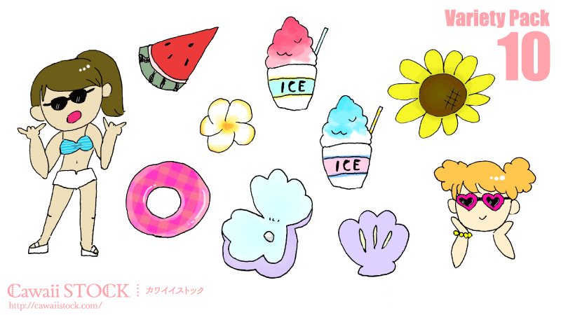 夏のイラスト(手描き) \u2010 バラエティパック